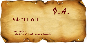 Váli Ali névjegykártya